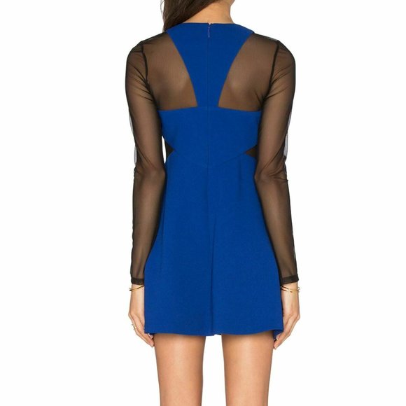 NWOT BCBGENERATION ELECTRIC BLUE BLACK MESH SWEETHEART SKATER DRESS - Picture 2 of 5